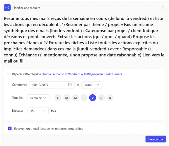 Microsoft Copilot 365 requête