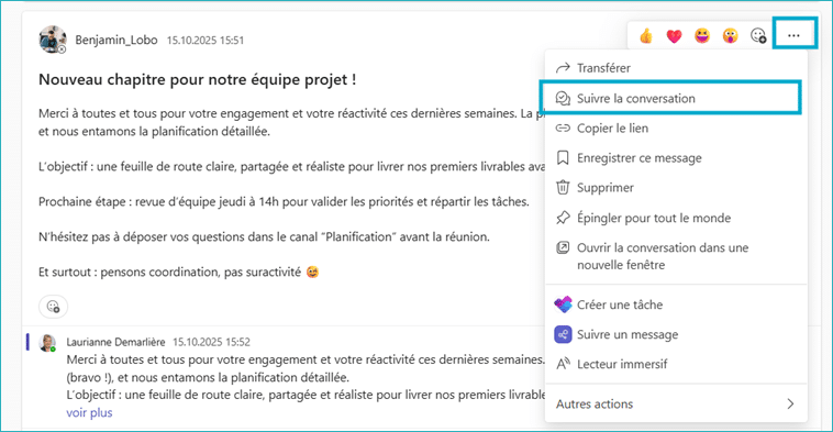 Microsoft Teams : suivre une conversation