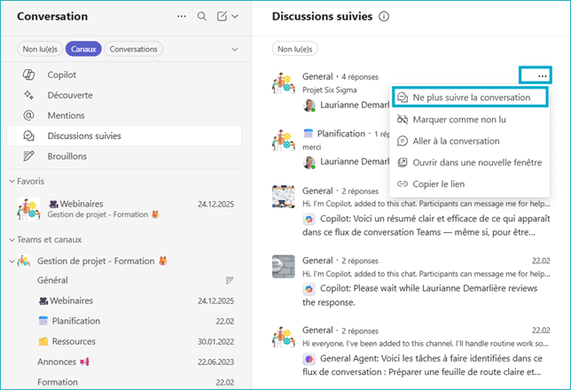 Microsoft Teams : ne plus suivre la conversation