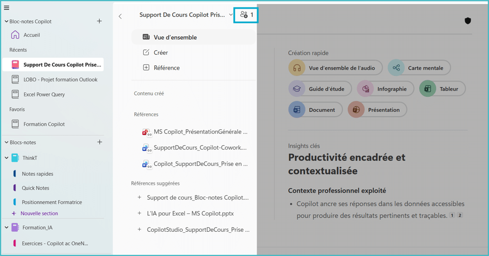 partager un bloc-notes copilot